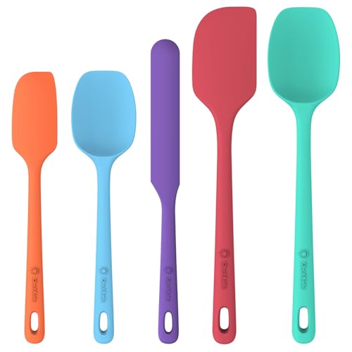ChefAide 5 Pieces Silicone Spatulas Set, Heat Resistant Rubber Spatula - color: Neutral Color, size: 5 pieces