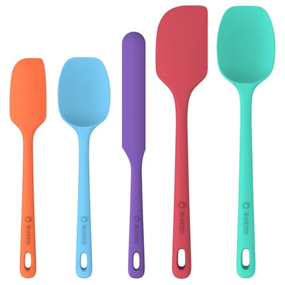 ChefAide 5 Pieces Silicone Spatulas Set, Heat Resistant Rubber Spatula - color: Neutral Color, size: 5 pieces