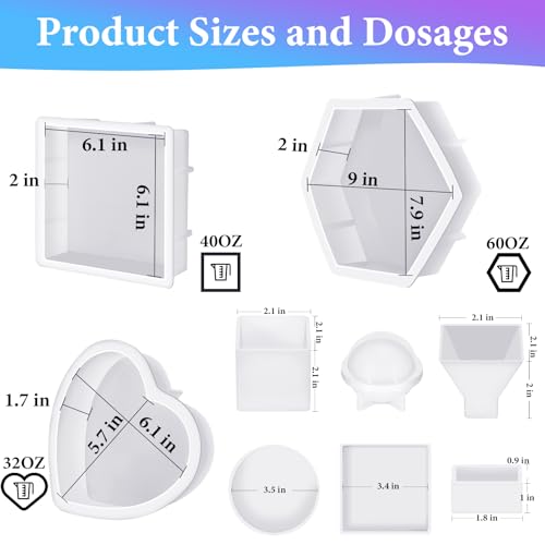 KISREL Large Resin Molds, 3 PCS Silicone Molds Kit for Resin - size: Large 3 PCS