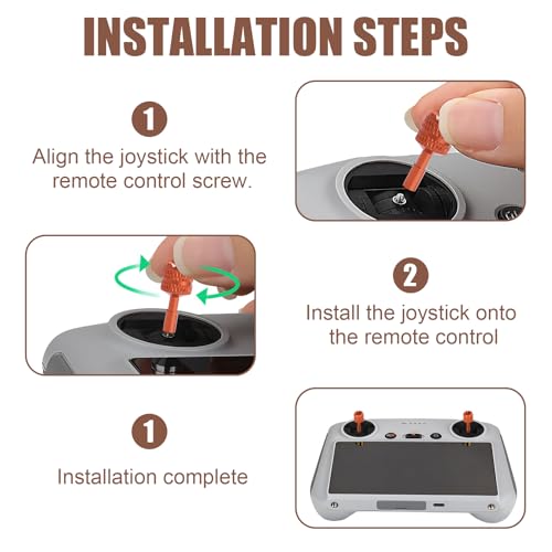 2 Pcs Mini 4 Pro/Mini 3 Pro Joysticks, Detachable Aluminum Alloy Drone Joysticks Compatible with DJI 3 Pro/4 Pro/Mini 4 Pro/Air 3 /Mavic 3 Pro RC 2 Remote Controller Replacement Accessories (Orange) - color: Orange