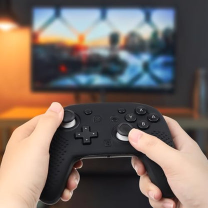 RALAN Controller Skin with 6 Thumb Grips for Switch 2 Pro Controller, Anti-Slip Silicone Controller Cover Protector Case - color: Black