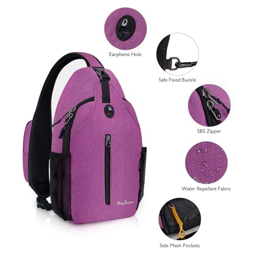MAYLISACC Sling Bag Reversible Crossbody Chest Daypack Lightweight Hiking - color: Purple
