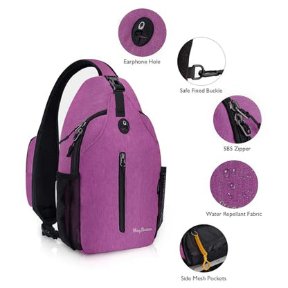 MAYLISACC Sling Bag Reversible Crossbody Chest Daypack Lightweight Hiking - color: Purple