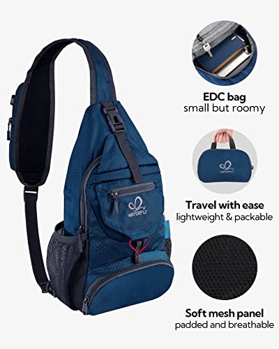 WATERFLY Packable Sling Backpack Lightweight Crossbody Bag Travel Daypack - color: Blue