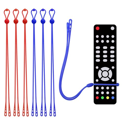 6pcs Silicone Remote Pigtail, Blue & Red Adjustable Remote Control Tether Handheld TV Locator Leash for Apple Samsung Sony - color: Blue and Red