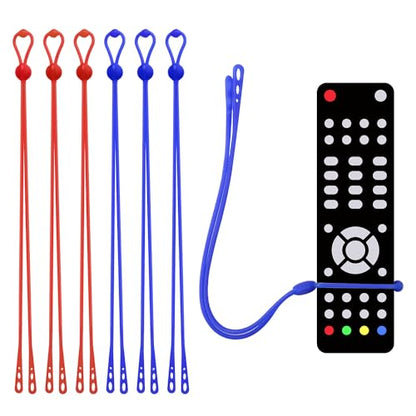 6pcs Silicone Remote Pigtail, Blue & Red Adjustable Remote Control Tether Handheld TV Locator Leash for Apple Samsung Sony - color: Blue and Red