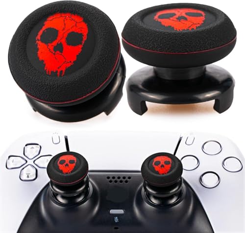 FPS Thumbstick Extender & Printing Rubber Silicone Grip Cover 2 Sets for PS5 & PS4 Controller (Ghost Red) - color: 12