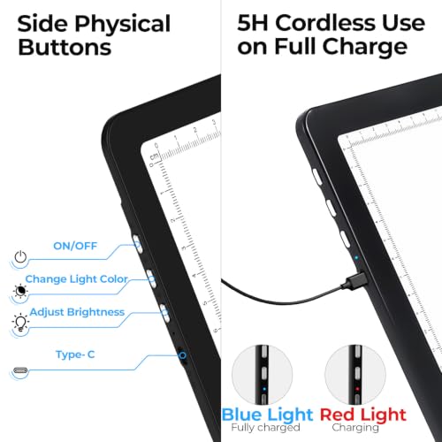 Buspher Rechargeable A4 Light pad,Bright Magnetic Light Box for tracing - size: A4(Rechargeable)