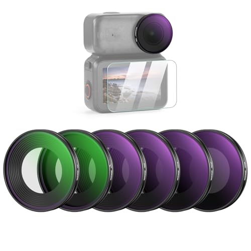 NEEWER ND Filter Set Compatible with DJI Osmo Nano (ND8/16/32/64/UV/CPL), Screw On Action Camera Lens Filter Multicoated Optical Glass Accessories with Tempered Glass Screen Protector, 6 Packs - size: nano, style: 6 Packs ND+UV+CPL