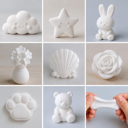 White Air Dry Foam Clay 1.1lbs/500g, Soft & Easy to Mold - color: White