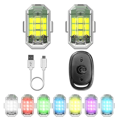 2 Pack Drone Strobe Light with Remote Control for DJI Mini 5 Pro/Mavic 4 Pro/Phantom 3/4 Mavic Mini Air Avata Series Drone Night Flight FAA Anti-Collision Rechargeable LED