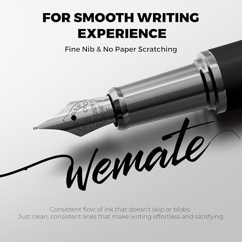 WEMATE Fountain Pen Set for Writing, Fine Nib, Black Ebony - color: Black, style: Ebony