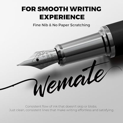 WEMATE Fountain Pen Set for Writing, Fine Nib, Black Ebony - color: Black, style: Ebony