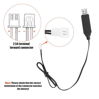 2pcs XH2.54mm 2P USB Charging Cable Replacement for 3.7V Lithium RC Battery, Quadcopter Battery Charger Wire USB Power Cable