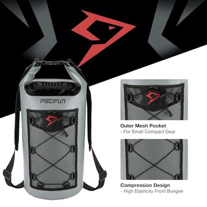 Piscifun Dry Bag, Waterproof Floating Backpack 10L/20L/30L/40L - color: Grey, style: 10l