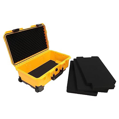 Portable Protective Camera Case, 22" Protective Roller Hard Camera Case with Wheels and Foams Camera Suitcase Waterproof Rolling Hard Case for Camera,Tools,Lens,Drone,Equipment (Yellow) - color: Yellow
