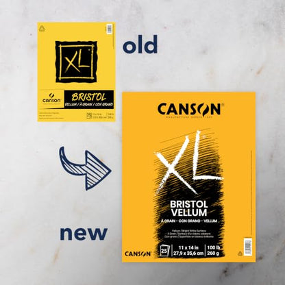 Canson XL Series 100 lb. Vellum Bristol Pad, White, 11" x 14", 25 Sheets/Pad - size: 11x14, style: Bristol, Vellum