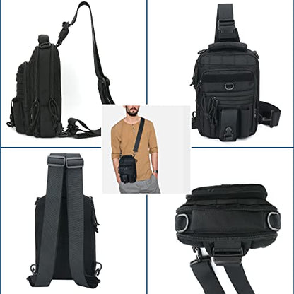 DegeTMVe Dual Pistol Holster Chest Bag Concealed Carry Sling Crossbody Tactical Gun Convertible Backpack Shooting Hunting - color: Black