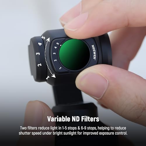 NEEWER Filter Set Compatible with DJI Osmo Pocket 3 / Pocket 4 / Xtra Muse, 4 Pack Magnetic ND Filter Action Camera Accessories Kit (UV + CPL + Variable ND2-32 + ND64-512) - style: 4 Pack VND+CPL+UV