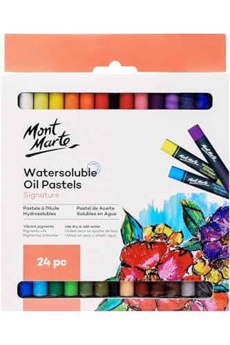 Montmart MMPT0024 Water Soluble Oil Pastel Set, 24 Colors, Color Blend, Enjoy Various Techniques