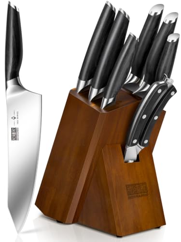 HOSHANHO 8PCS Knife Set, Razor Sharp Japanese Kitchen Knife Set with Block - size: 7"