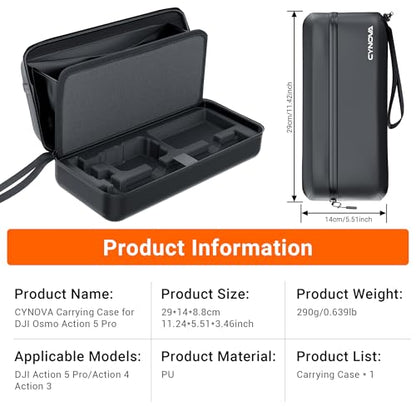 CYNOVA Carrying Bag for DJI Osmo Action 4/5 Pro, PU Storage Protective Bag