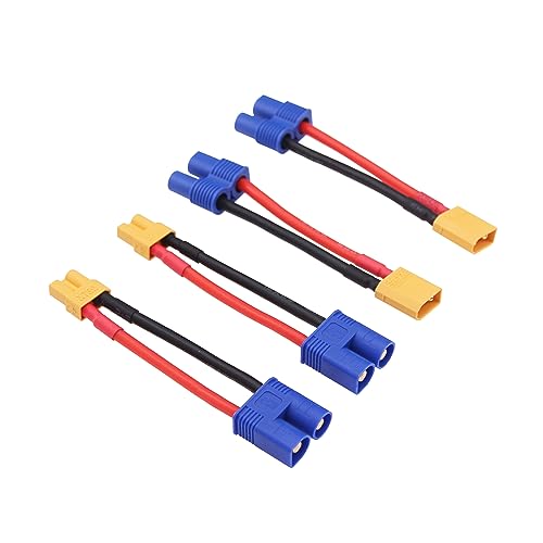 4pcs XT30 to EC3 Male Female RC Connector Adapter with 16awg 2inch Wire(E52-4)