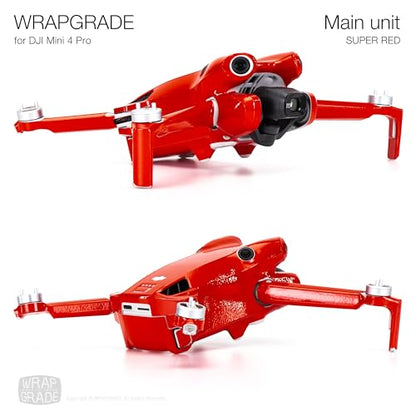WRAPGRADE Skin Stickers Compatible with DJI Mini 4 Pro | Full Wrap (Super Red) - color: Super Red