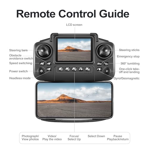 E99max Drone with Screen Controller, Black Carrying Case, 2Batteries - color: White - 2 batteries