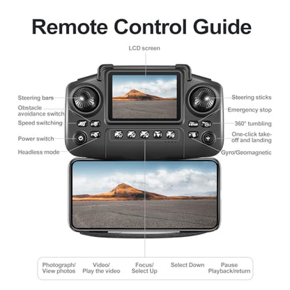 E99max Drone with Screen Controller, Black Carrying Case, 2Batteries - color: White - 2 batteries