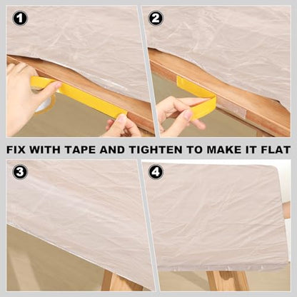 Boao 12 Plastic Elastic Fitted Tablecloths, 8 Ft, 96 x 30 Inch, Clear - color: Clear, size: 8 Ft, 96 x 30 Inch