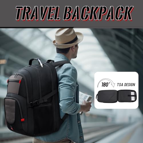 Large Travel Backpack, 17.3" Laptop Backpack, Grey - color: Grey, size: 17.3 Inch（20.4"x13.3"x10.2"）