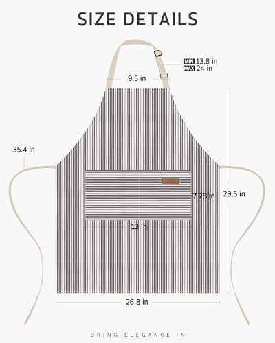 Syntus Chef Apron for Men Women with Pockets, Thick Grilling BBQ Apron - color: Brown/White