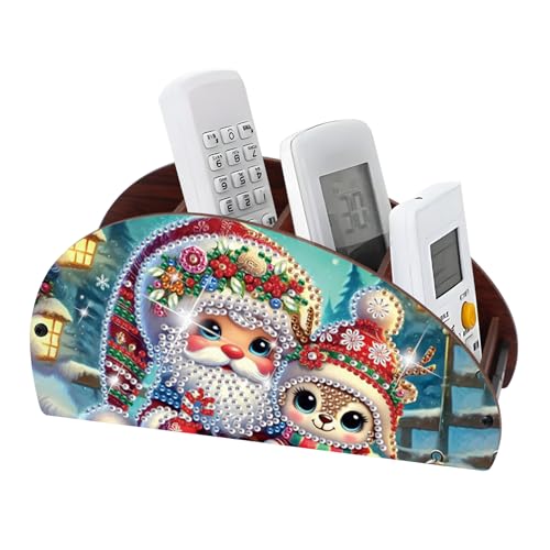JISHSHAY Christmas Diamond Painting Remote Control Holder Santa Claus Diamond Art Remote Holder Xmas Gem Art Organizer Box Gem Painting Organizer Case Embroidery Mosaic Kits for Adults Storage Case - color: Santa Claus