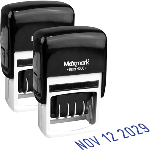 MaxMark Dater 4000 Self Inking Date Stamp - Blue - Pack of 2 - color: Blue, size: Pack of 2 - 4000