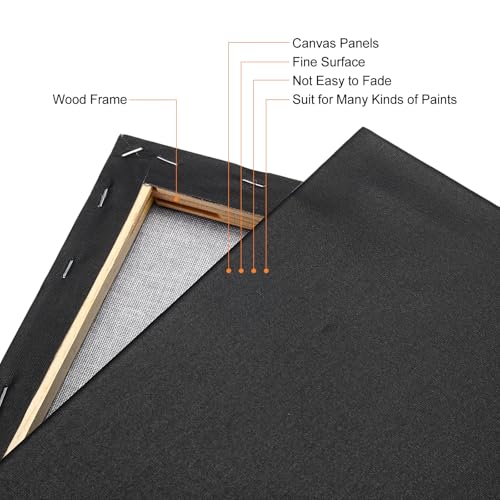 PATIKIL Paint Canvases Panel for Painting, 4 Pack 8x12 Inch Rectangle Wood Frame Stretched Blank Art Board Panels for Acrylic, Oil, Tempera Painting, Black - size: 8x12 Inch