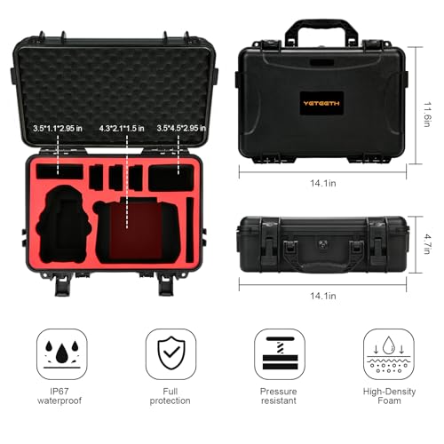 Hard Case for DJI Mini 3 Pro: with Custom Foam for DJI Mini 3/4 Pro Drone - color: Black