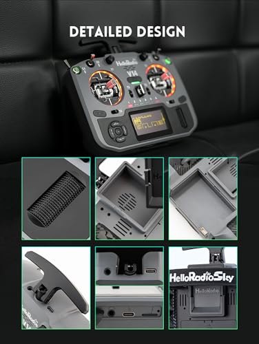 HelloRadio V14MAX ELRS FPV Radio Transmitter – 2.4GHz ELRS OpenTX/EdgeTX Remote Controller with CNC Hall Gimbals, AI Voice Assistant, External Module Bay, Foldable T-Antenna, and OLED Display for RC FPV Drones