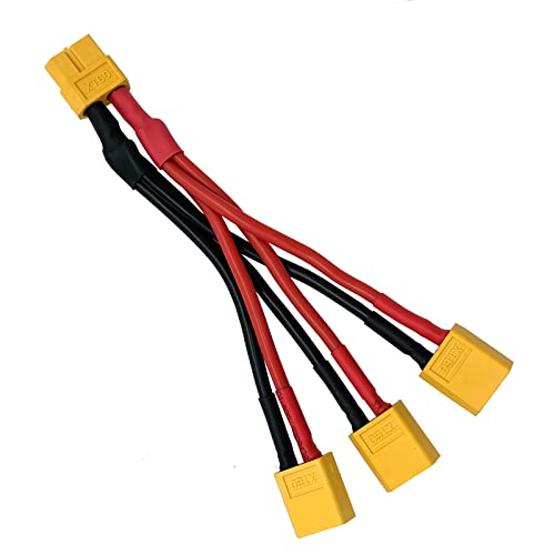 XT60 Parallel Battery Connector Male/Female Cable Extension Y Splitter 3-Way 14AWG Silicone Wire for RC Battery Motor (1 Female to 3 Male) - style: 1 female to 3 male