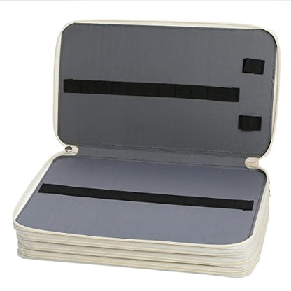 300 Slots Canvas Pencil Case 4-Layer Zipped Holder w/Handle - color: White, size: 300