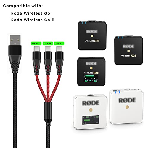 3-in-1 USB C Cable for Rode Wireless Pro, Go 2, Go 3 Microphone System, 4ft - size: 4-Feet