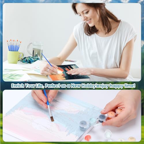 RoundFunny 8 Set Paint by Numbers Drawing Kit for Adults,Landscapes - style: Landscapes