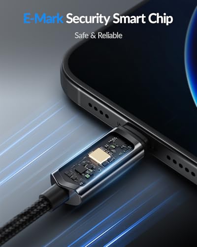 SOOPII 240W USB C Cable with LED Display,Nylon Braided,Black [10ft/2Pack] - color: Black, size: 10 Feet (2-Pack) 240W