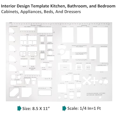 Drafting Tools and Ruler Shapes for Architecture - Set of 3 for House Plan Furniture Kitchen, Building, Interior Design