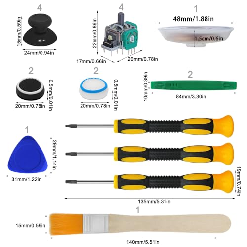 DLAND 19 Pcs Joysticks Replacement Parts Kit Compatible with Xbox One Controllers, Include Bumper Buttons, Replacement Thumbsticks, Hat Silicone, brush, Hat Covers with Repair Screwdriver Kit