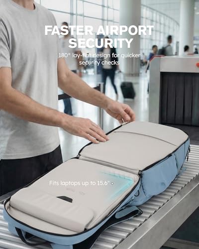 Tolaccea Travel Laptop Backpack 32L Carry on Daypack for Work Business - color: Sky Mist
