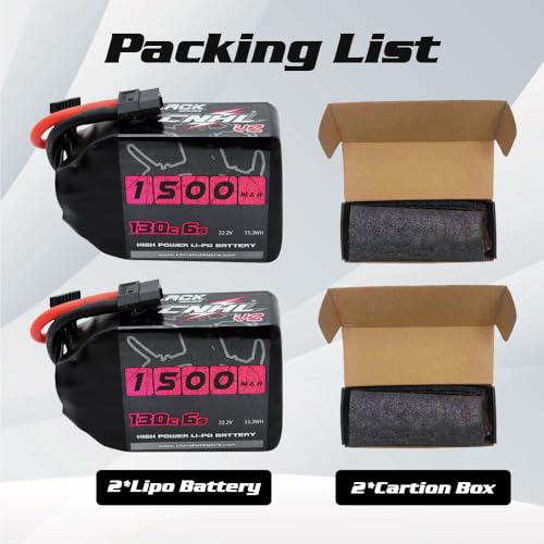 CNHL 1500mAh 6S LiPo Battery 22.2V 130C with XT60 Plug (2 Packs)