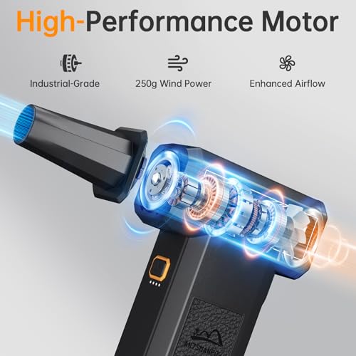 Electric Air Duster 150000RPM - Cordless Compressed Air Duster with Stepless Adjustable, Brushless Motor Blower for Computer Keyboard, Car, Home