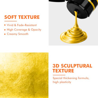 GOTIDEAL Gold Leaf Paint, 8.45oz/250ml, Metallic Gold Acrylic Paint - color: Bright Gold