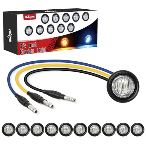 Nilight 3/4 Inch Dual Color Marker Light Amber Turn Blue Clearance Lights - color: Amber Blue 10Pcs